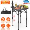 Portable Folding Camping Table With Adjustable Height Rustproof Carbon Steel Foldable Roll-Up Camping Table for Picnic Camping Hiking Beach BBQ 55LBS