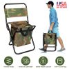 hunFoldable Fishing Chair With Backrest Built-In Cooler Bag Portable Handle Outdoor Lightweight Fishing Stool For Camping Hiking Hunting