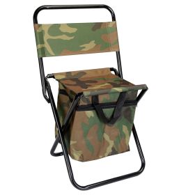 hunFoldable Fishing Chair With Backrest Built-In Cooler Bag Portable Handle Outdoor Lightweight Fishing Stool For Camping Hiking Hunting