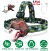 Dinosaur Headlamp Kids Headlight Dinosaur Flashlight with Realistic Roar Sound 4 Modes Adjustable Headband Kid Camping Gear Unique Gifts for Boys