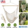 Hammock Chair Hanging Rope Seat Swing w/ Wooden Stick 220lbs Load for Patio Yard Porch Outdoor Bedroom Indoor