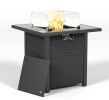 28 Inch Propane Fire Pit Table, Rattan & Wicker-Look