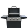 Propane Gas Grill 3 Burner Barbecue Grill, Stainless Steel 26,000 BTU Patio Garden Barbecue Grill with Two Shelves, Lid, Wheels and Bottle Opener