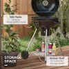 Outsunny 21" Kettle Charcoal BBQ Grill Trolley with 360 sq.in. Cooking Area, Outdoor Barbecue with Shelf, Wheels