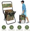 hunFoldable Fishing Chair With Backrest Built-In Cooler Bag Portable Handle Outdoor Lightweight Fishing Stool For Camping Hiking Hunting